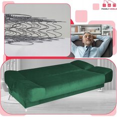 Wersalka SARA 200x95 cm butelkowa zieleń rozkładana kanapa z pojemnikiem sofa do salonu New Velo - Miniaturka zdjęcia nr 5