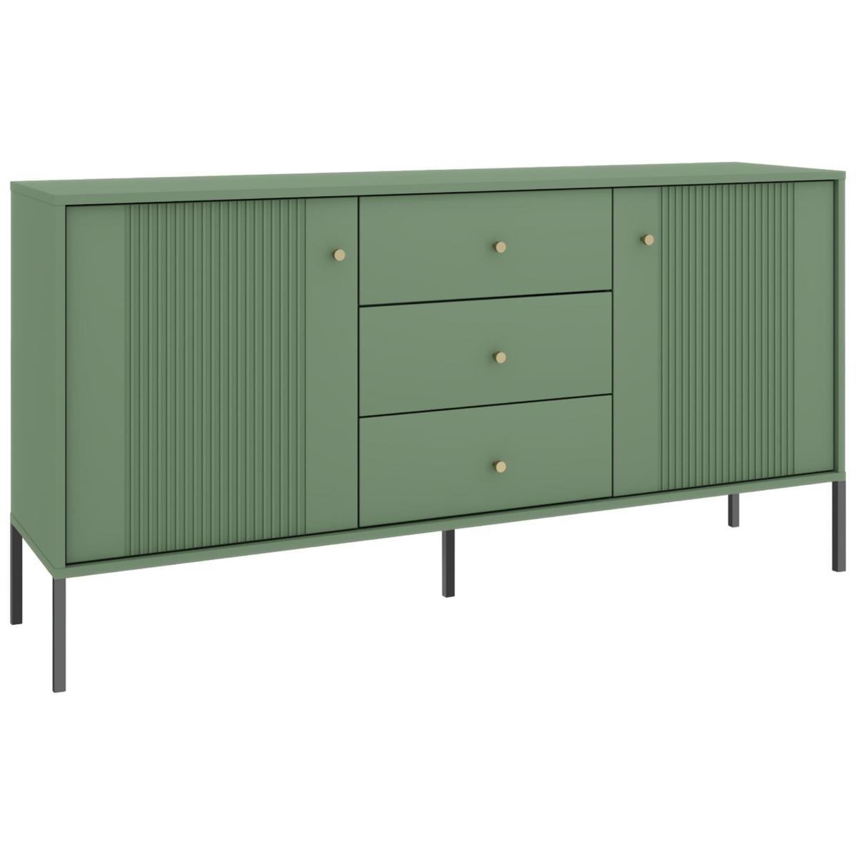 Komoda Iseo 154 cm do salonu sypialni zielony smoke green czarny