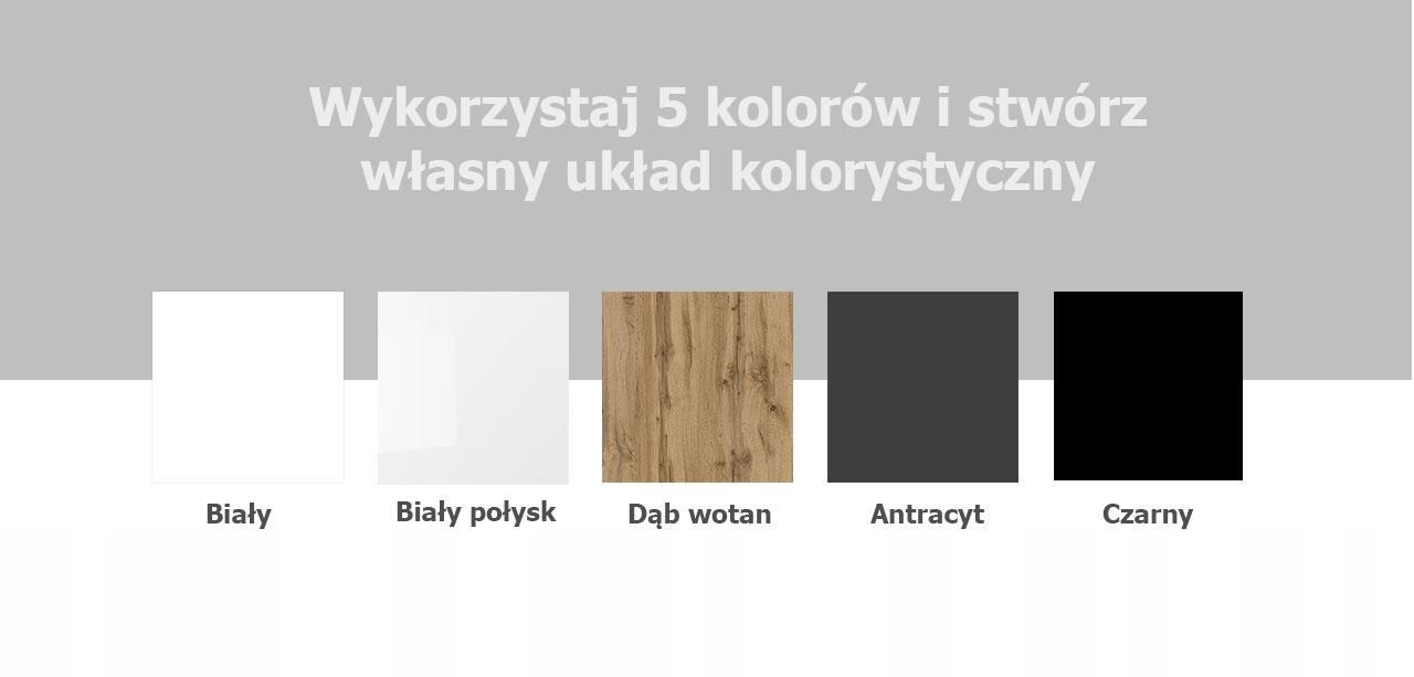 Szafka łazienkowa 124 cm z blatem nad pralkę oraz umywalką baterią korkiem klik-klak oraz syfonem w zestawie dąb wotan biały połysk nr. 9