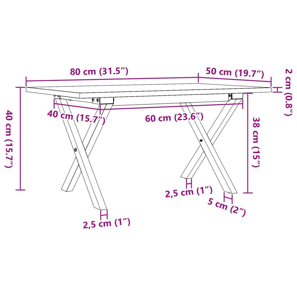 Stolik kawowy 80x50x40 cm nogi w kształcie litery X lite drewno do salonu nr. 10