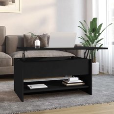 Stolik kawowy 80x50x40 cm z rozkładanym blatem ze schowkiem czarny do salonu - Miniaturka zdjęcia nr 2