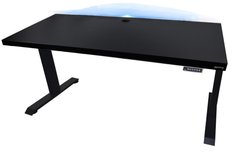 Biurko gamingowe elektryczne model 2 LOW 160x80x70-118 cm regulowane nogi LED RGB pilot przepust czarne - Miniaturka zdjęcia nr 3