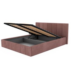 Łóżko tapicerowane 160x200 premium z pojemnikiem do sypialni brudny róż wezgłowie 107 cm - Miniaturka zdjęcia nr 11