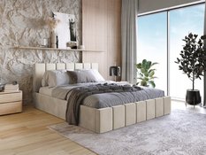 Łóżko sypialniane SLIM model 1 180x90x200 cm stelaż pojemnik na pościel do sypialni beżowe