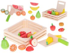 Drewniane owoce do krojenia na magnes w skrzynce akcesoria zabawka dla dzieci 15x1x10 cm 