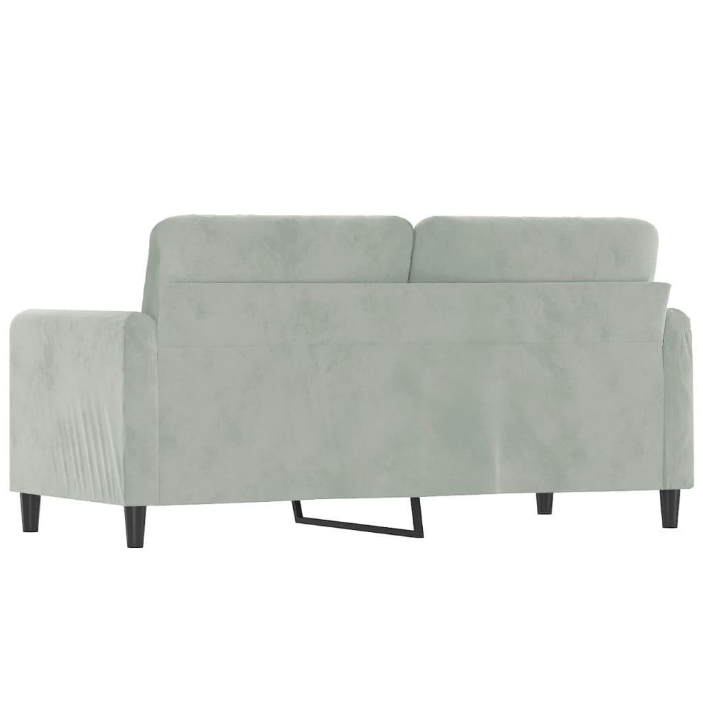 Sofa 158x77x80 cm 2-osobowa wygodna tapicerowana aksamitem jasnoszara do salonu nr. 5