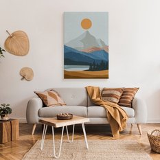 Obraz Na Płótnie Malownicze Góry Abstrakcja Natura Styl Boho 80x120cm - Miniaturka zdjęcia nr 3