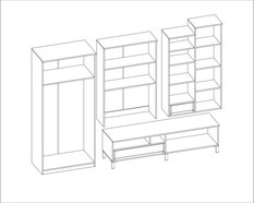 Meblościanka z szafą KUBA 270x207x53 cm zestaw mebli do salonu witryna RTV Ciemny orzech MDF  - Miniaturka zdjęcia nr 3