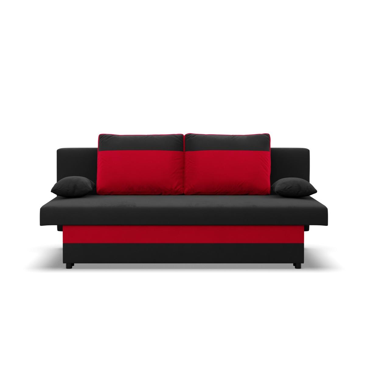 Kanapa 3-osobowa NOLA 191x85x86 cm wygodna sofa rozkładana z pojemnikiem do pokoju do salonu czarna czerwona darmowa dostawa nr. 2