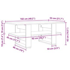  Stolik kawowy 102x55x42 cm z przestronnymi przegrodami dąb sonoma do salonu - Miniaturka zdjęcia nr 8