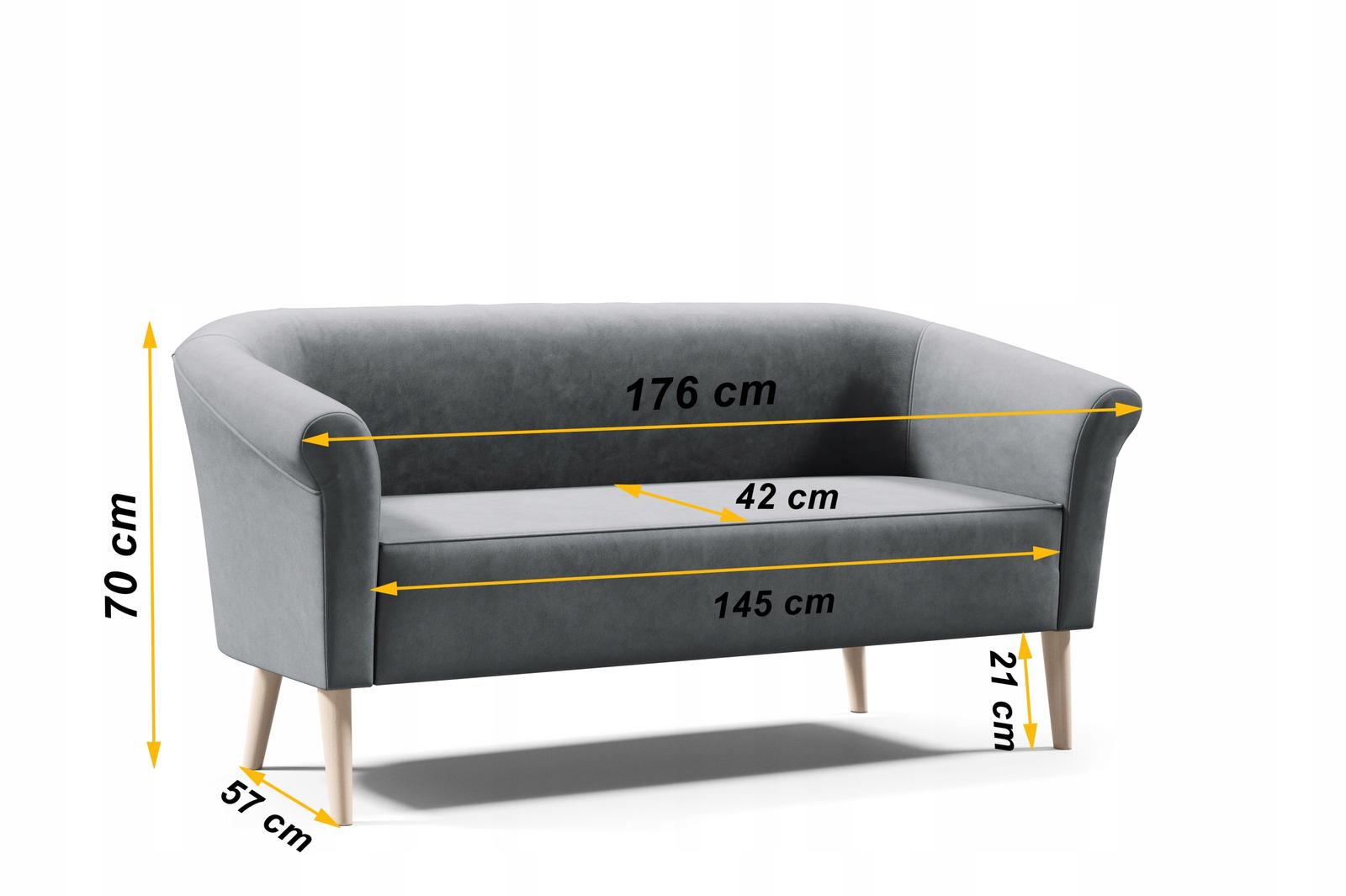 Sofa ESPERO 176x57x70 cm trzyosobowa  w stylu skandynawskim welur ciemnoniebieska do salonu nr. 9