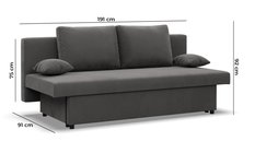 Kanapa 3-osobowa NOLA 191x92x91 cm wygodna sofa rozkładana z pojemnikiem do pokoju do salonu szara biała - Miniaturka zdjęcia nr 8