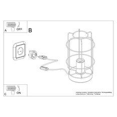 Lampa biurkowa GOTTO 25x15x15 cm loftowa lampka na biurko E27 czarny naturalne drewno do pokoju biura  - Miniaturka zdjęcia nr 6