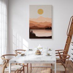 Duży Obraz Do Salonu Jezioro Góry Pejzaż Abstrakcja Styl Boho 80x120cm - Miniaturka zdjęcia nr 4