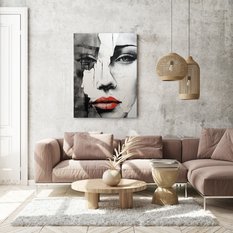 Obraz Do Sypialni Nowoczesny PORTRET Kobiety Czerwone Usta Beton 80x120cm - Miniaturka zdjęcia nr 6