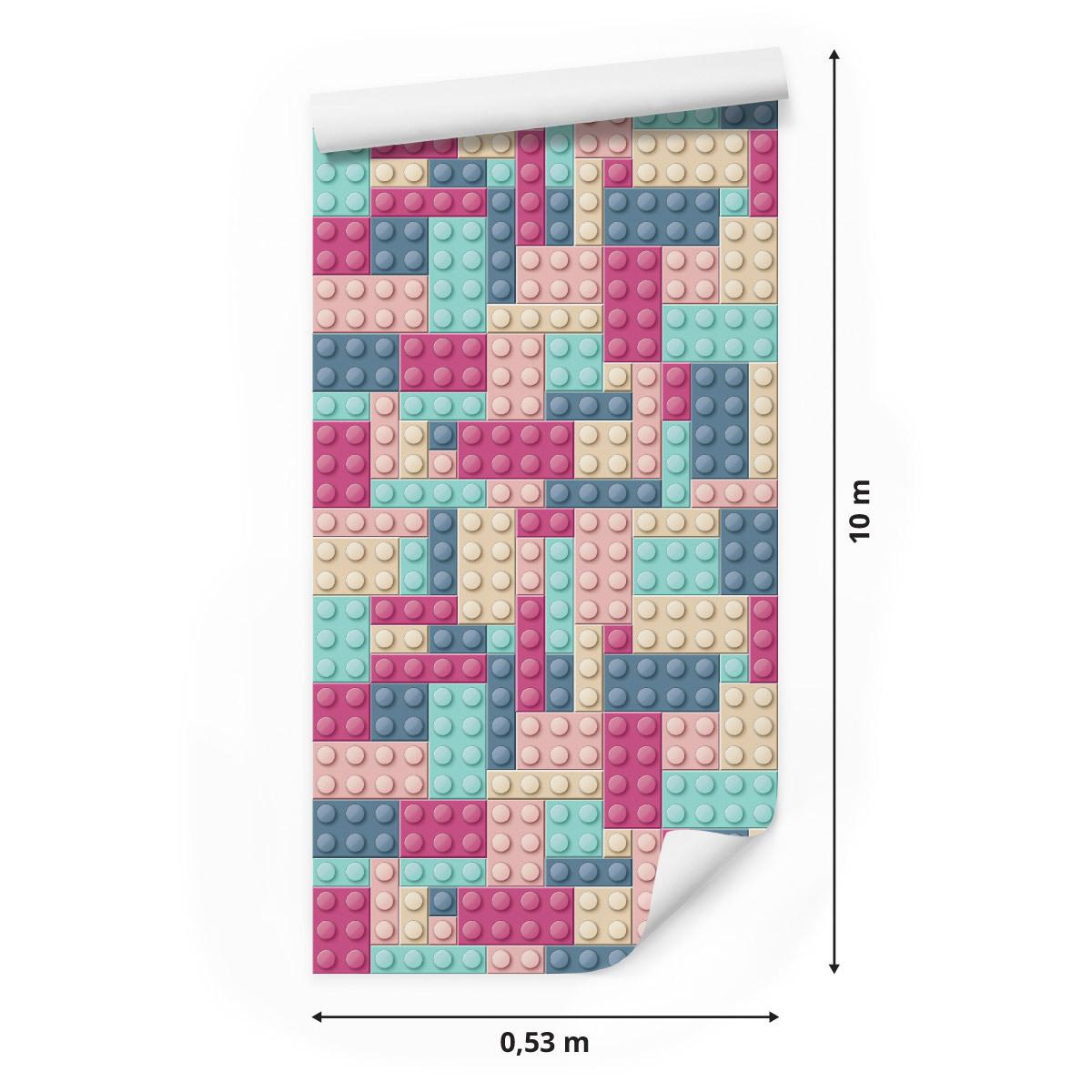 Tapeta ścienna dla dziewczynki w kolorowe klocki  nr. 2