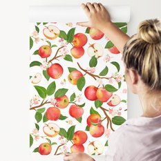 Tapeta Ścienna JABŁKA Owoce Kwiaty Akwarela Dekor  - Miniaturka zdjęcia nr 5