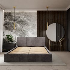 Łóżko tapicerowane do sypialni 180x200x120 cm podwójne z pojemnikiem modne grafitowe  - Miniaturka zdjęcia nr 9