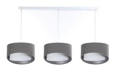 Lampa 114x88x86 cm na listwie z 3 asymetrycznymi abażurkami szaro-biało srebrna - Miniaturka zdjęcia nr 2