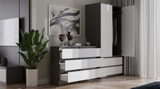 Komoda MALWA 120x30x75 cm do sypialni antracyt biały - Miniaturka zdjęcia nr 3