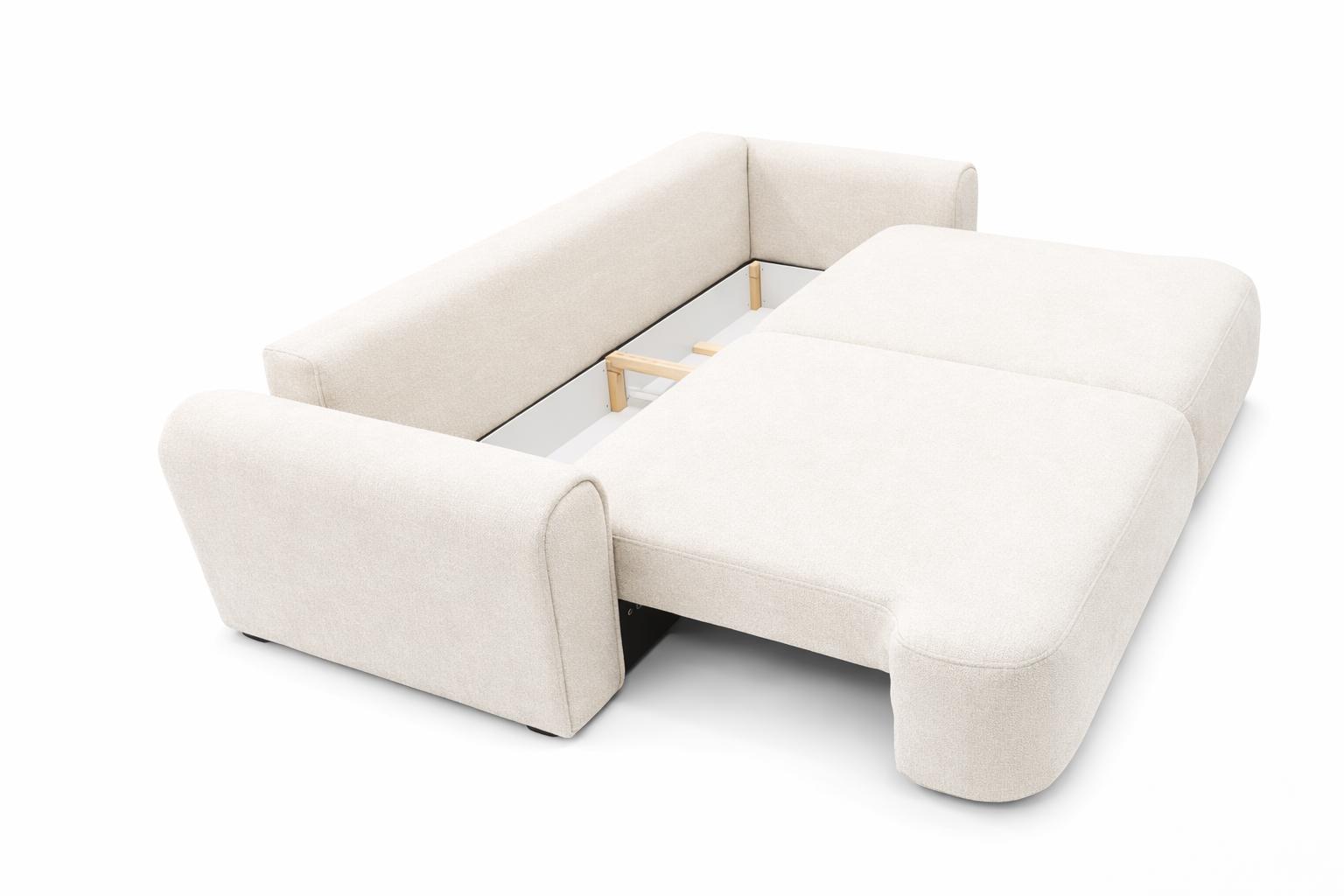 Kanapa z funkcją spania ITALY 250x100x82 cm FLOW trzyosobowa sofa rozkładana kremowa nr. 6