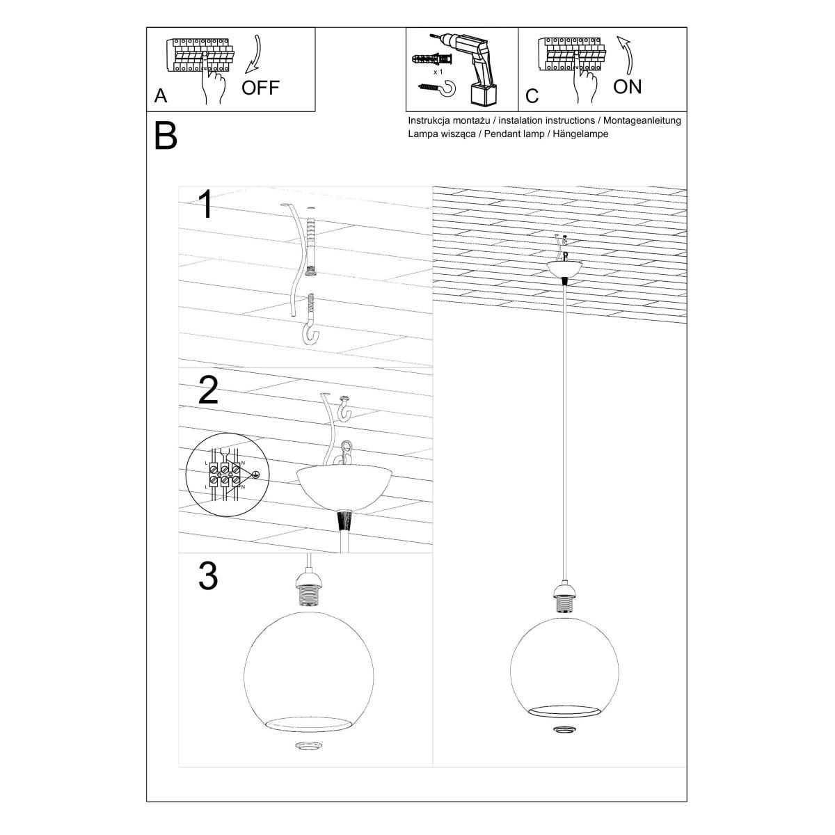 Lampa wisząca BALL szampański 120x30x30cm nowoczesna E27 do salonu nr. 5