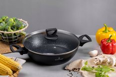 Garnek 20 cm 1,5 l niski płaski marmurowy wok indukcja gaz do kuchni - Miniaturka zdjęcia nr 2