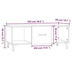 Stolik kawowy 102x50x40 cm z praktyczną szufladą i 2 przegrodami czarny do salonu - Miniaturka zdjęcia nr 8