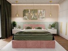 Łóżko tapicerowane do sypialni 180x200x100 cm podwójne z pojemnikiem modne różowe - Miniaturka zdjęcia nr 6