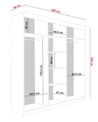 Szafa przesuwna RETRO 250x59x215 cm z lustrem do sypialni garderoby biała czarna - Miniaturka zdjęcia nr 3