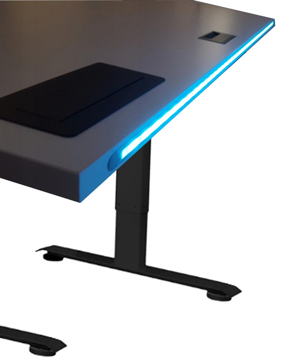 Biurko gamingowe elektryczne model 1 TOP 160x80x70-118 cm regulowane nogi LED RGB pilot białe nr. 4