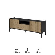 Szafka RTV Lando 150x55x40 cm pod telewizor nowoczesna do salonu czarna dąb artisan - Miniaturka zdjęcia nr 2