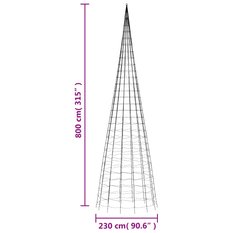 Choinka na maszt 800 cm 300 LED zimne białe do ogrodu - Miniaturka zdjęcia nr 11