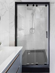 Drzwi wnękowe prysznicowe łazienkowe LOFT 90cm czarne lewe