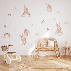 Naklejki Dla Dzieci Króliczki Gwiazdy Chmurki 120x60 Tęcze Balony ZESTAW - Miniaturka zdjęcia nr 6