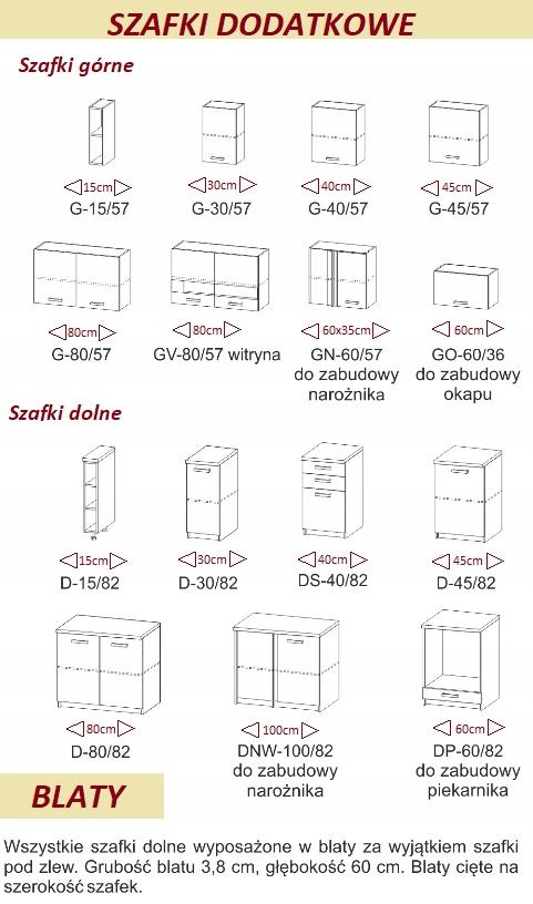 Zestaw mebli kuchennych górnych i dolnych gotowy komplet szafek szary połysk z blatami dąb sonoma do kuchni  nr. 6