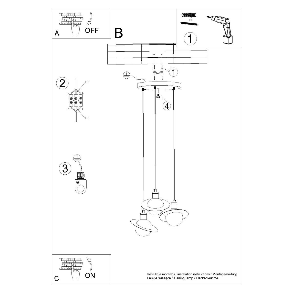 Lampa wisząca HYPERION 3P czarny 120x32x32cm nowoczesna lampa G9 do salonu nr. 11