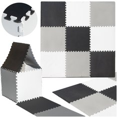Puzzle piankowe mata dla dzieci 180x1x180cm 9 elementów szaro-kremowa