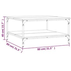 Stolik kawowy 80x80x40 cm z praktyczną dolną półką brązowy dąb do salonu - Miniaturka zdjęcia nr 9