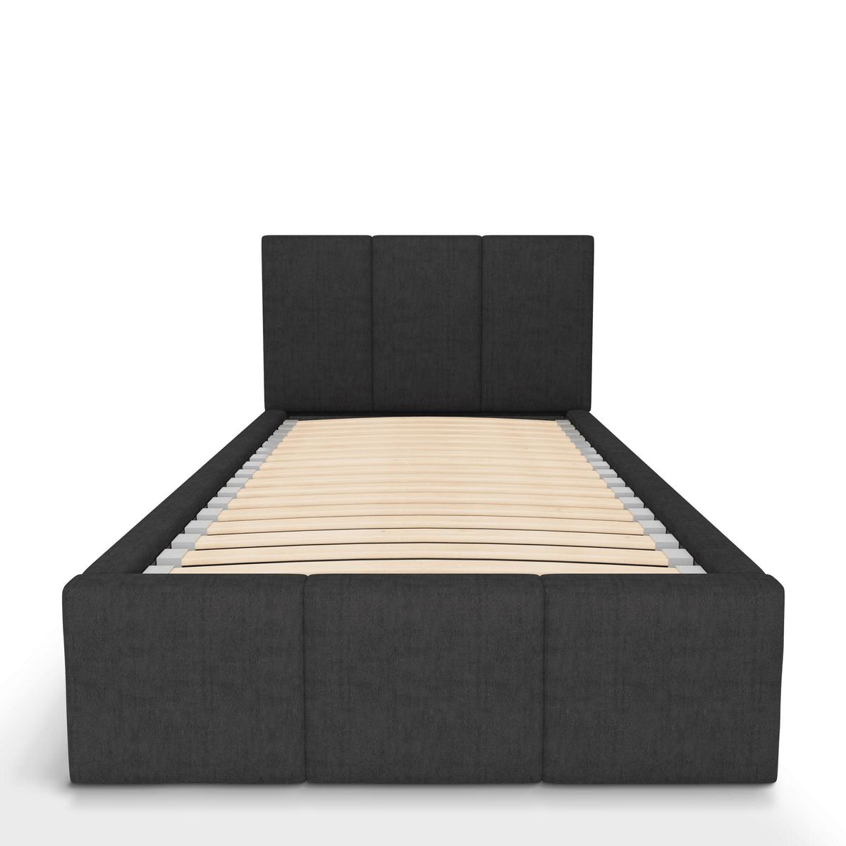 Łóżko Pojedyncze 90x200cm łóżko tapicerowane z pojemnikiem grafitowe do sypialni wezgłowie 88 cm nr. 7