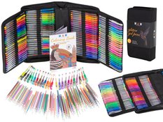 Długopisy żelowe kolorowe w etui 120szt + 120 wkładów kolorowanka do biura dla dzieci 35x18x8 cm