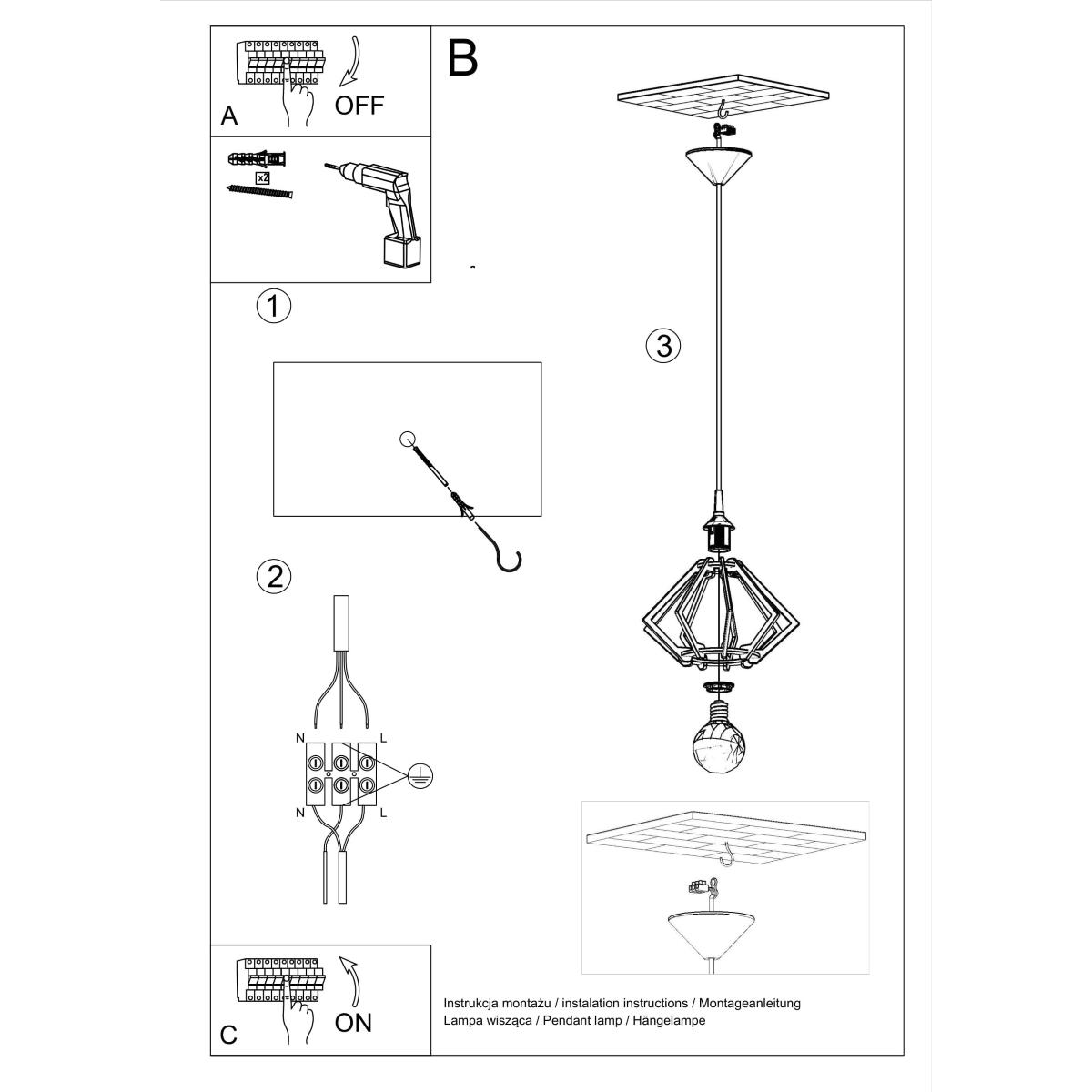 Lampa wisząca POMPELMO naturalne drewno 90x27.5x27.5cm nowoczesna E27 do salonu nr. 5