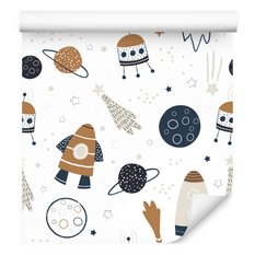 Tapeta Dziecięca KOSMOS Rakiety Planety Gwiazdy  - Miniaturka zdjęcia nr 6