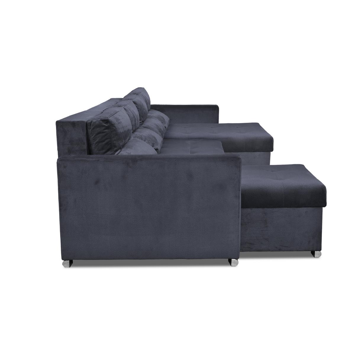 Narożnik Varius BIG 297x74x140 cm kształt U z funkcją spania i przechowywania do salonu Monoliht czarny nr. 3