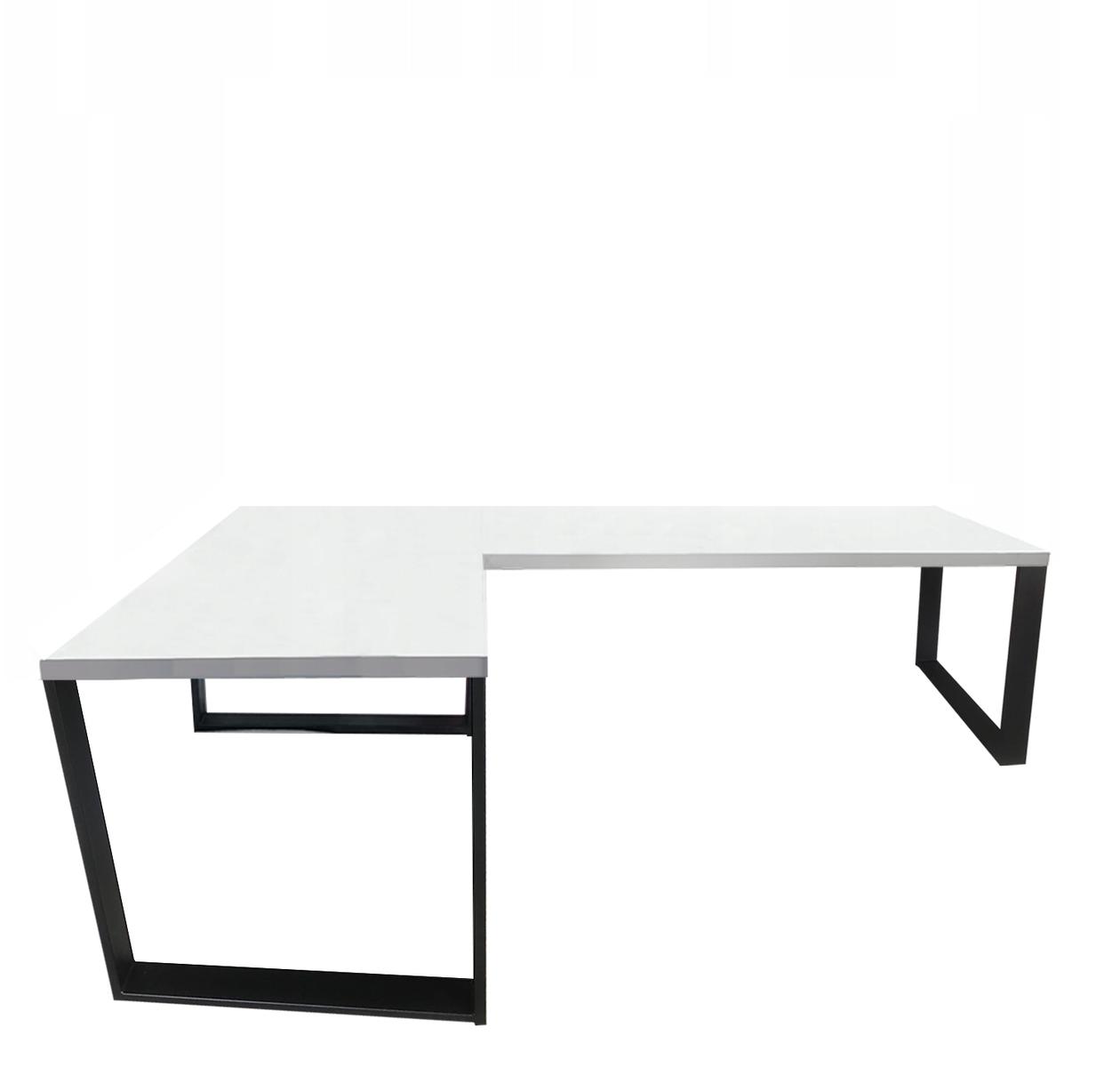 Biurko gamingowe narożne model 0 Low białe LOFT metalowe nogi dla gracza 240x80x71cm nr. 1