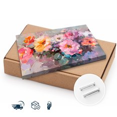 Obraz Na Płótnie Abstrakcyjne Kolorowe Kwiaty Akwarela 100x70 Do Salonu - Miniaturka zdjęcia nr 9