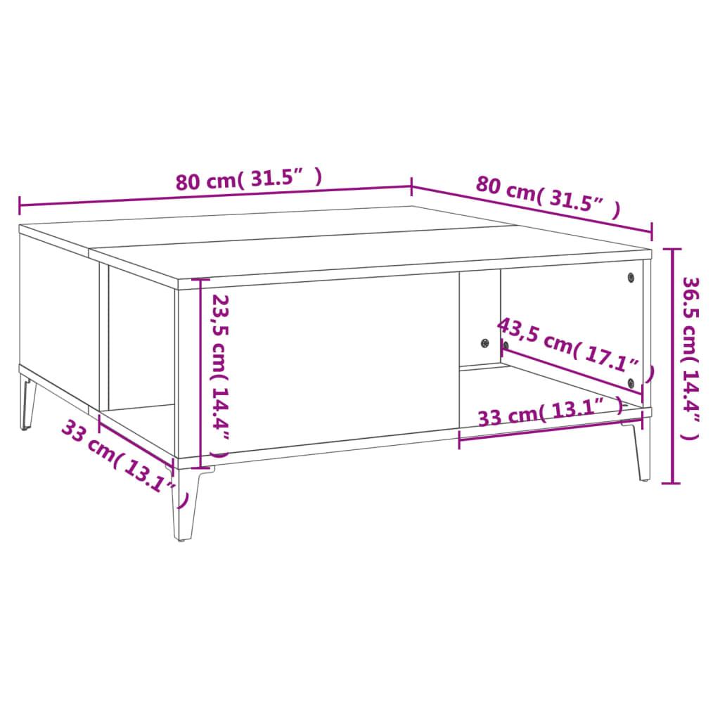 Stolik kawowy 80x80x36,5 cm z praktycznymi półkami brązowy dąb do salonu nr. 8