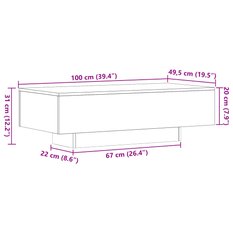 Stolik kawowy 100x49,5x40 cm dąb sonoma do salonu - Miniaturka zdjęcia nr 9