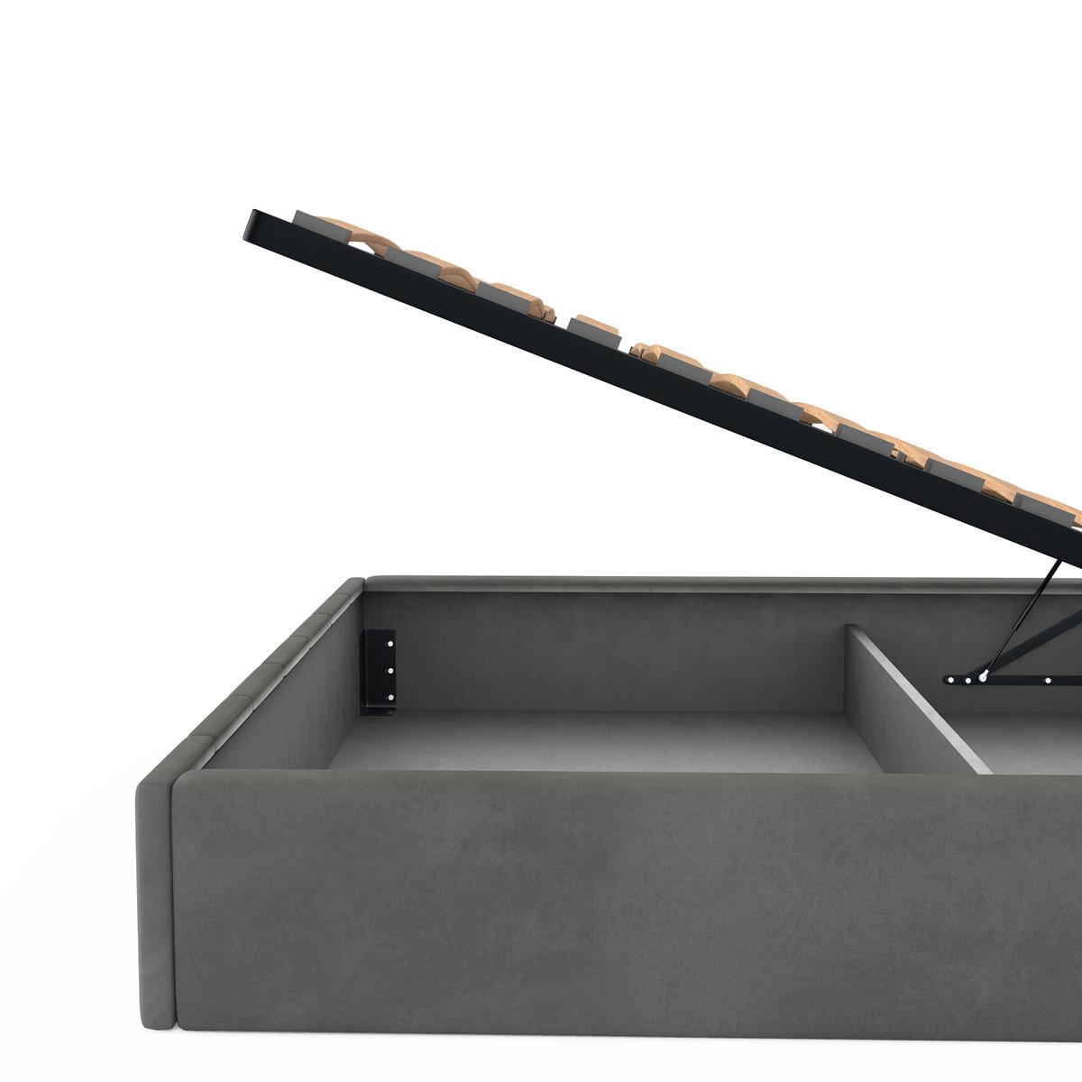 Łóżko tapicerowane 140x200 premium z pojemnikiem do sypialni szare wezgłowie 107 cm nr. 13