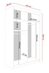 Szafa przesuwna RETRO 138x59x205 cm z lustrem do sypialni garderoby antracyt korpus dąb - Miniaturka zdjęcia nr 3